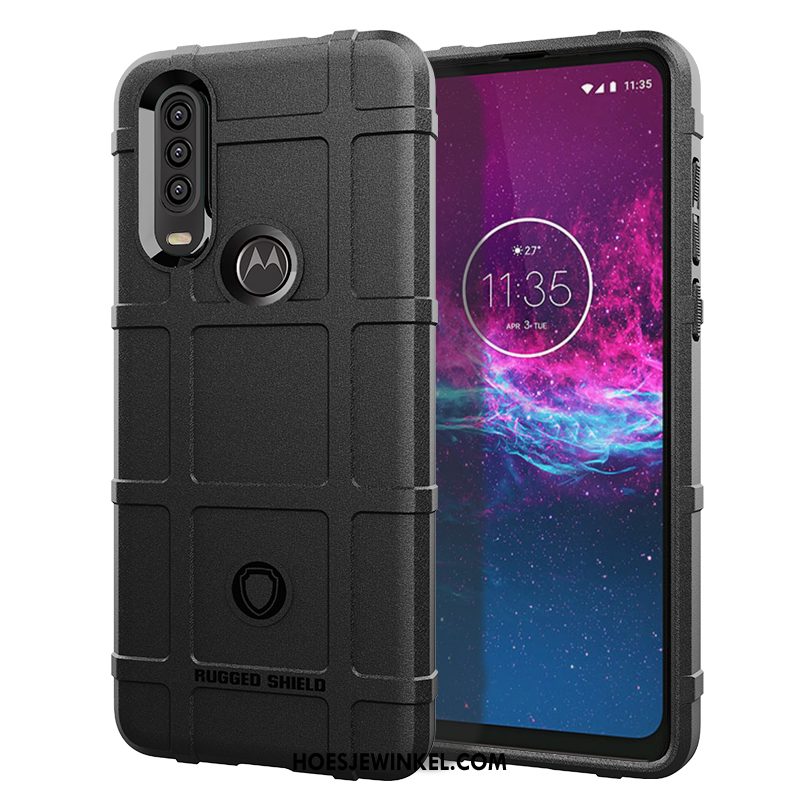 Motorola One Action Hoesje Pu Mobiele Telefoon Anti-fall, Motorola One Action Hoesje Siliconen Bescherming