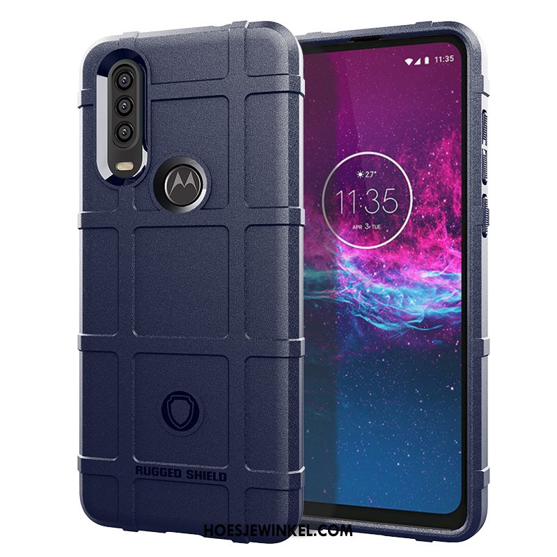 Motorola One Action Hoesje Pu Mobiele Telefoon Anti-fall, Motorola One Action Hoesje Siliconen Bescherming