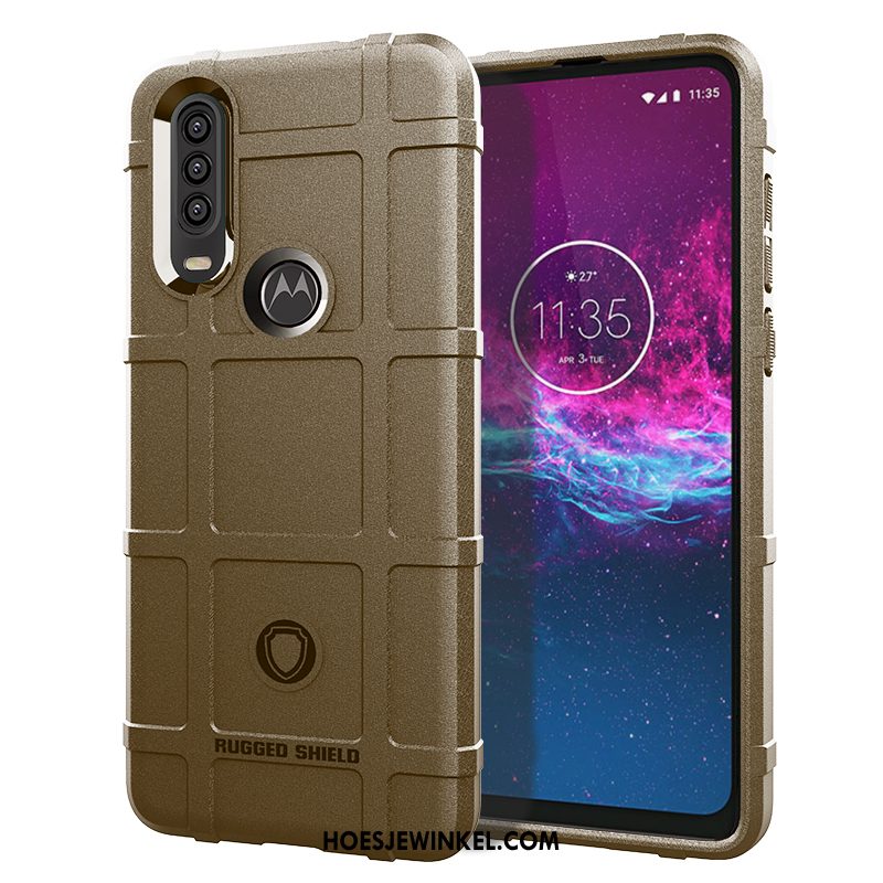 Motorola One Action Hoesje Pu Mobiele Telefoon Anti-fall, Motorola One Action Hoesje Siliconen Bescherming