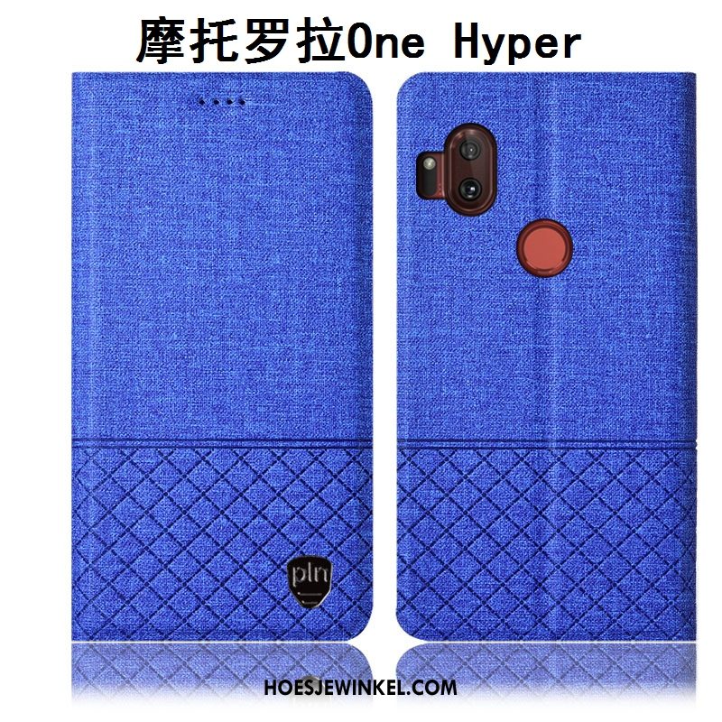 Motorola One Hyper Hoesje Anti-fall Hoes Grijs, Motorola One Hyper Hoesje Leren Etui Bescherming