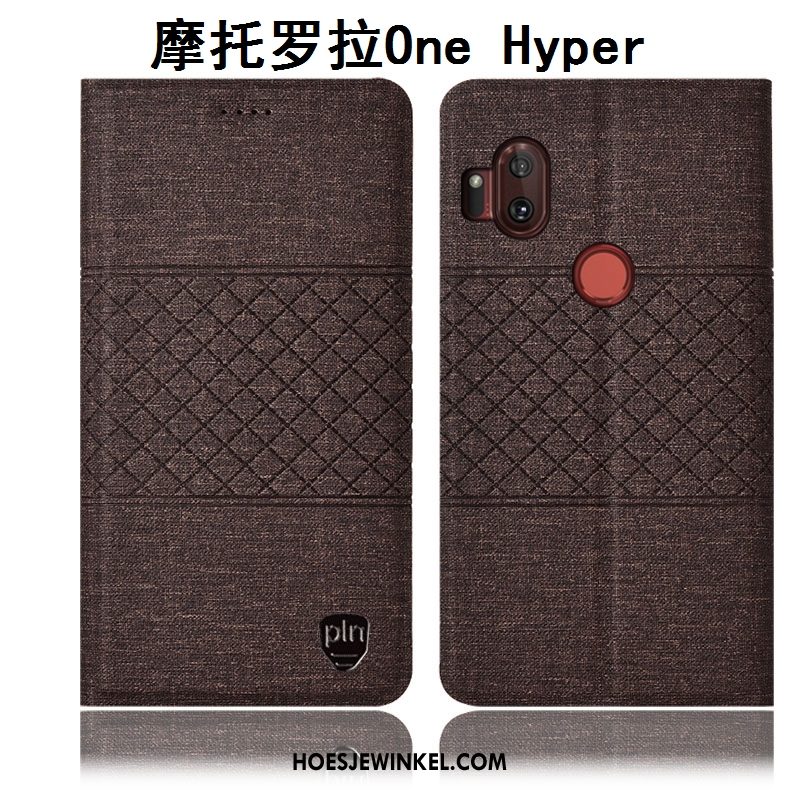 Motorola One Hyper Hoesje Folio Katoen En Linnen Hoes, Motorola One Hyper Hoesje Grijs Bescherming