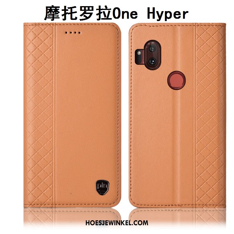 Motorola One Hyper Hoesje Mobiele Telefoon Folio Bescherming, Motorola One Hyper Hoesje Anti-fall Hoes Beige