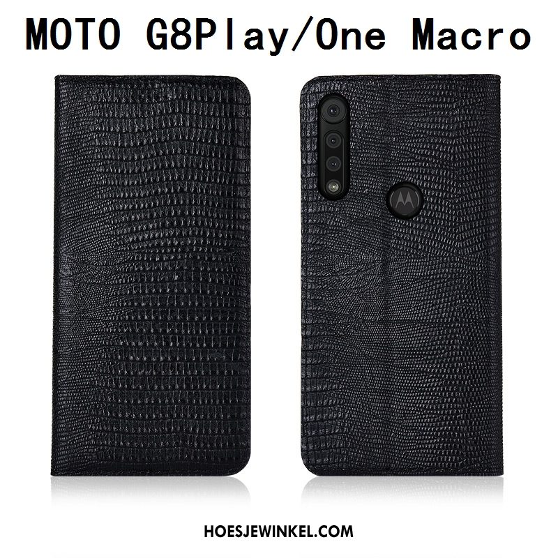 Motorola One Macro Hoesje Echt Leer Bescherming Mobiele Telefoon, Motorola One Macro Hoesje Leren Etui Hoes Braun