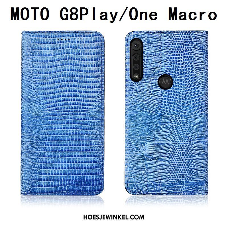 Motorola One Macro Hoesje Echt Leer Bescherming Mobiele Telefoon, Motorola One Macro Hoesje Leren Etui Hoes Braun