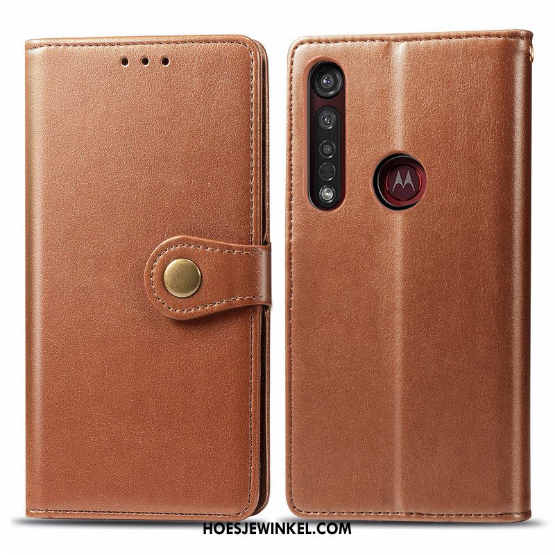 Motorola One Macro Hoesje Folio Rood Hoes, Motorola One Macro Hoesje Bescherming Eenvoudige