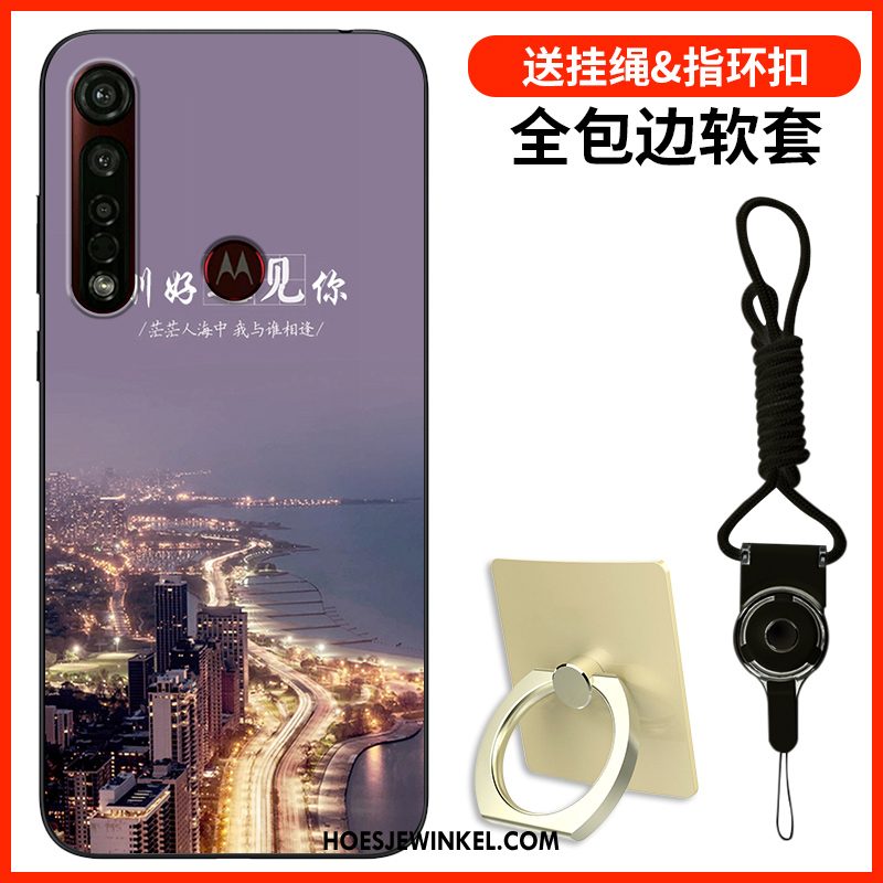 Motorola One Macro Hoesje Trendy Merk Zwart Eenvoudige, Motorola One Macro Hoesje Mobiele Telefoon Persoonlijk