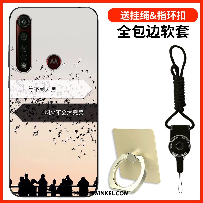 Motorola One Macro Hoesje Trendy Merk Zwart Eenvoudige, Motorola One Macro Hoesje Mobiele Telefoon Persoonlijk
