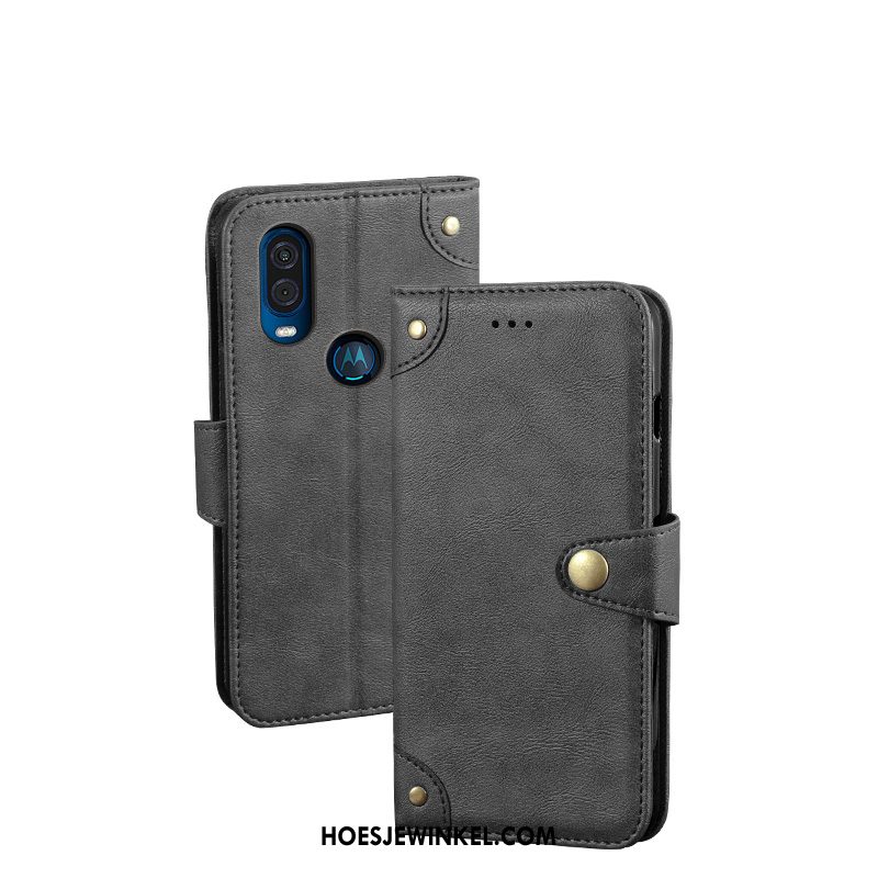 Motorola One Vision Hoesje Bescherming Leren Etui Mobiele Telefoon, Motorola One Vision Hoesje Clamshell Nieuw