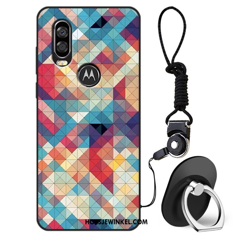 Motorola One Vision Hoesje Hoes Roze Siliconen, Motorola One Vision Hoesje Scheppend Anti-fall