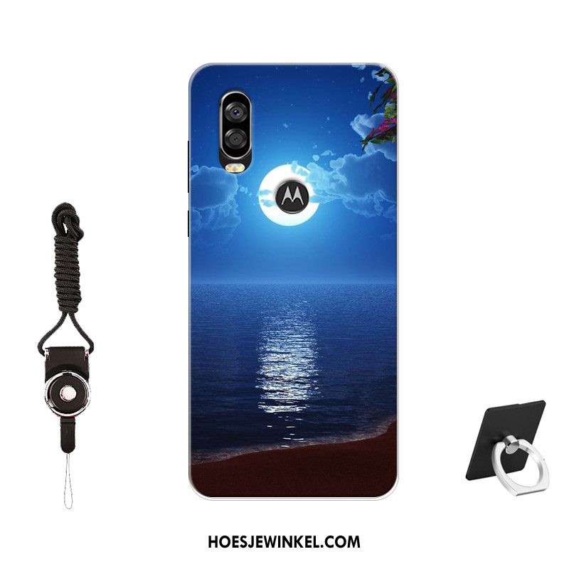 Motorola One Vision Hoesje Patroon Siliconen Skärmskydd, Motorola One Vision Hoesje Bescherming Antislip