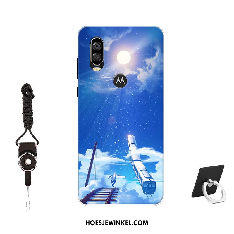 Motorola One Vision Hoesje Patroon Siliconen Skärmskydd, Motorola One Vision Hoesje Bescherming Antislip