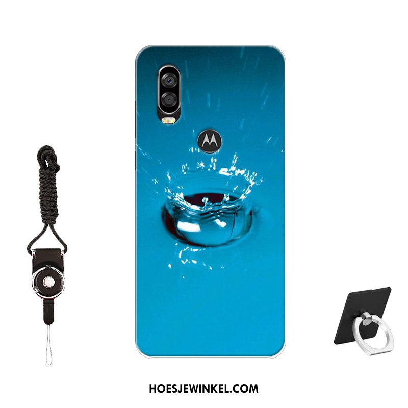 Motorola One Vision Hoesje Patroon Siliconen Skärmskydd, Motorola One Vision Hoesje Bescherming Antislip