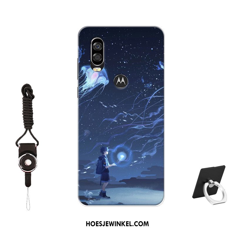 Motorola One Vision Hoesje Patroon Siliconen Skärmskydd, Motorola One Vision Hoesje Bescherming Antislip