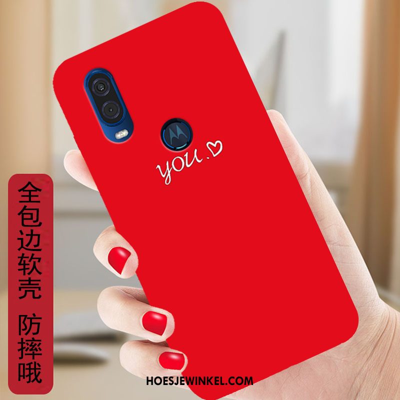 Motorola One Vision Hoesje Zacht Rood Hoes, Motorola One Vision Hoesje Mobiele Telefoon Bescherming