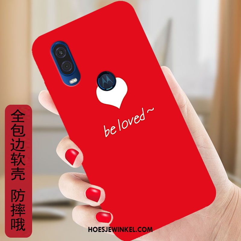 Motorola One Vision Hoesje Zacht Rood Hoes, Motorola One Vision Hoesje Mobiele Telefoon Bescherming