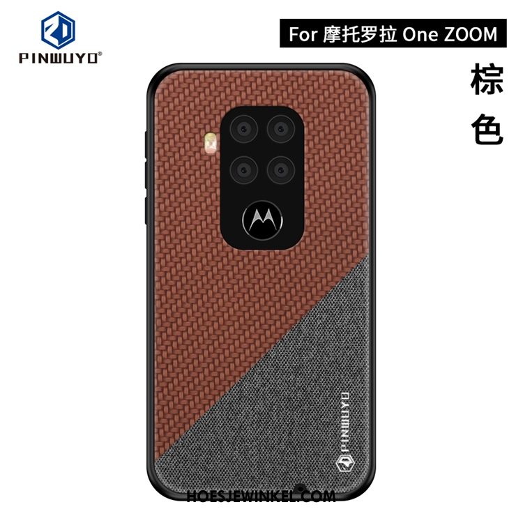 Motorola One Zoom Hoesje Blauw Mobiele Telefoon Canvas, Motorola One Zoom Hoesje Patroon Dun