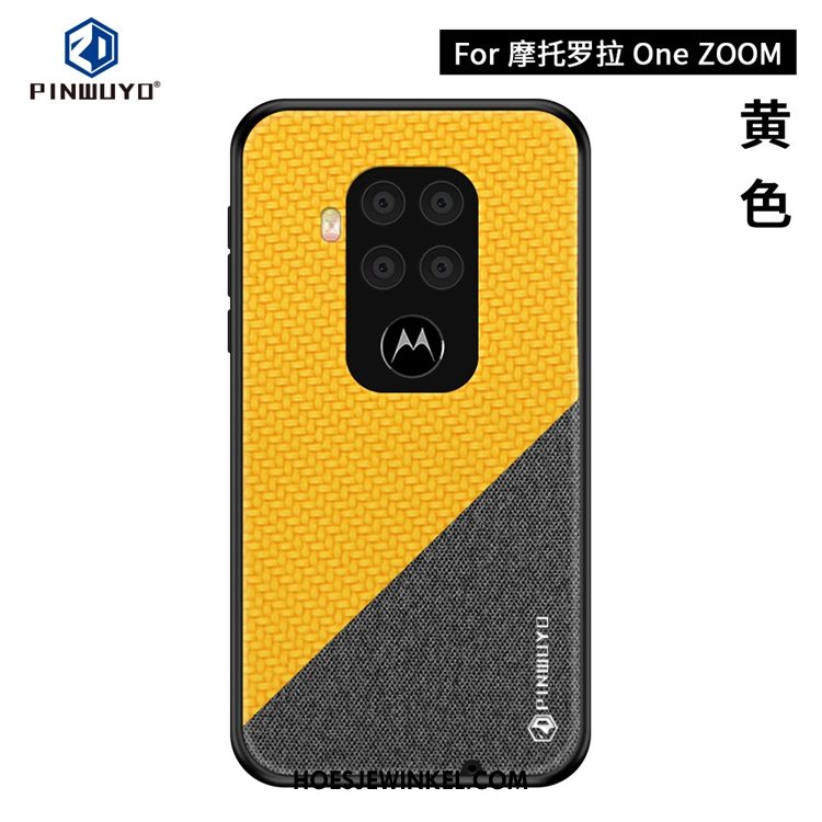 Motorola One Zoom Hoesje Blauw Mobiele Telefoon Canvas, Motorola One Zoom Hoesje Patroon Dun