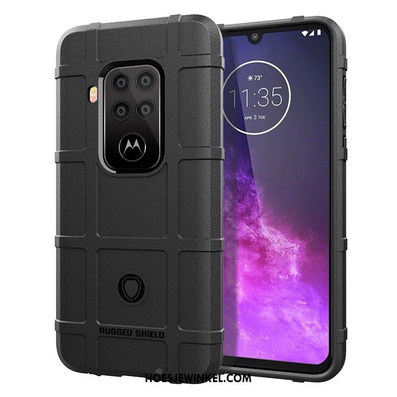 Motorola One Zoom Hoesje Zwart Pu Bescherming, Motorola One Zoom Hoesje Hoes Zacht