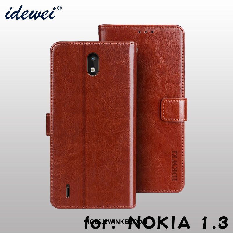 Nokia 1.3 Hoesje Mobiele Telefoon Bescherming Portemonnee, Nokia 1.3 Hoesje Leren Etui Folio Braun