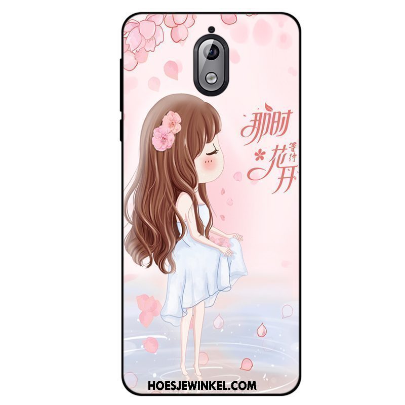 Nokia 3.1 Hoesje Mobiele Telefoon Anti-fall Hoes, Nokia 3.1 Hoesje Roze Kunst