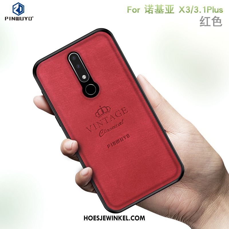 Nokia 3.1 Plus Hoesje Dun Grijs Patroon, Nokia 3.1 Plus Hoesje Hoes Mobiele Telefoon