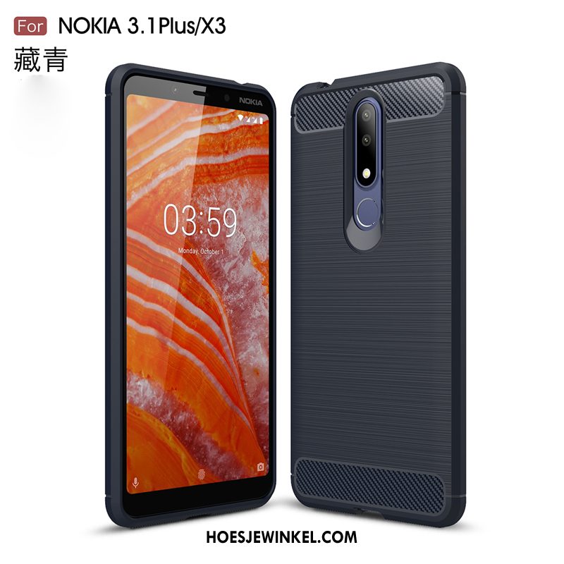 Nokia 3.1 Plus Hoesje Grijs Trend Siliconen, Nokia 3.1 Plus Hoesje Mobiele Telefoon Zacht