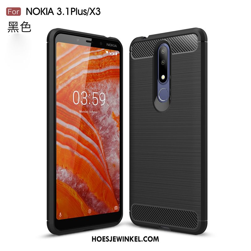 Nokia 3.1 Plus Hoesje Grijs Trend Siliconen, Nokia 3.1 Plus Hoesje Mobiele Telefoon Zacht