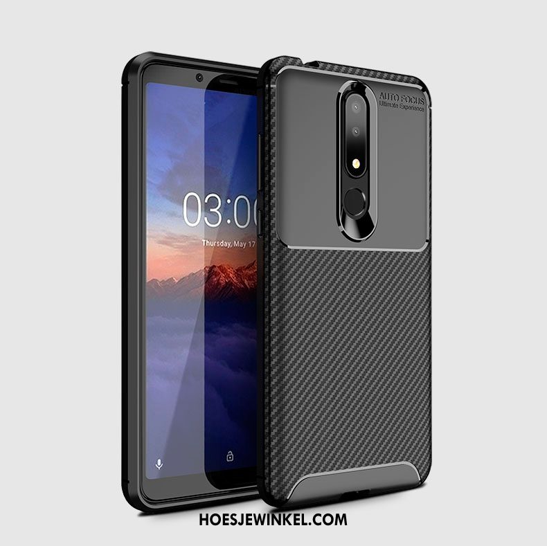 Nokia 3.1 Plus Hoesje Hoes Siliconen Fiber, Nokia 3.1 Plus Hoesje Mobiele Telefoon Bruin