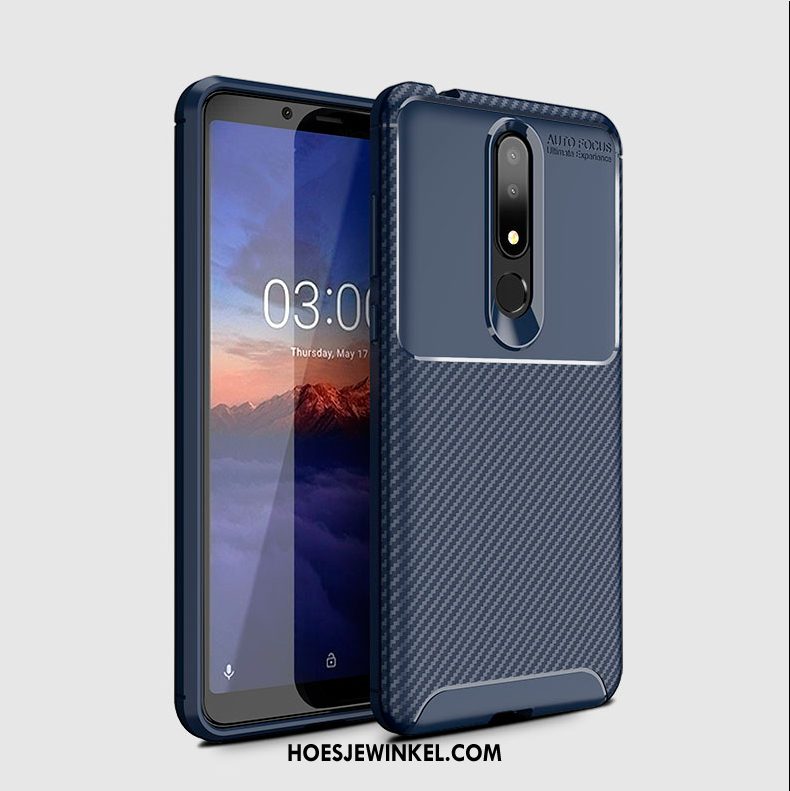 Nokia 3.1 Plus Hoesje Hoes Siliconen Fiber, Nokia 3.1 Plus Hoesje Mobiele Telefoon Bruin