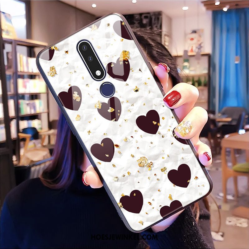 Nokia 3.1 Plus Hoesje Mobiele Telefoon Liefde Glas, Nokia 3.1 Plus Hoesje Zwart Mode