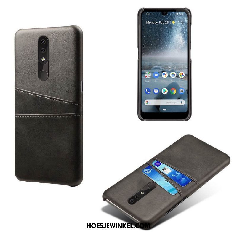 Nokia 4.2 Hoesje Kaart Oranje Anti-fall, Nokia 4.2 Hoesje Hoes Leren Etui