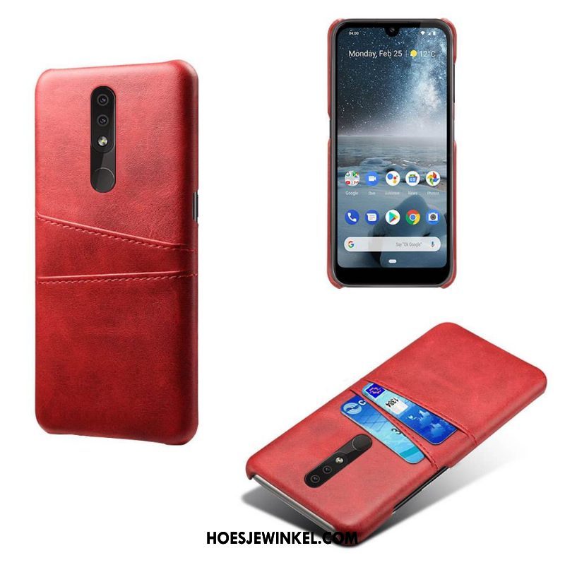 Nokia 4.2 Hoesje Kaart Oranje Anti-fall, Nokia 4.2 Hoesje Hoes Leren Etui