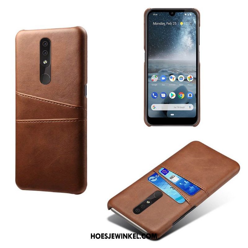 Nokia 4.2 Hoesje Kaart Oranje Anti-fall, Nokia 4.2 Hoesje Hoes Leren Etui