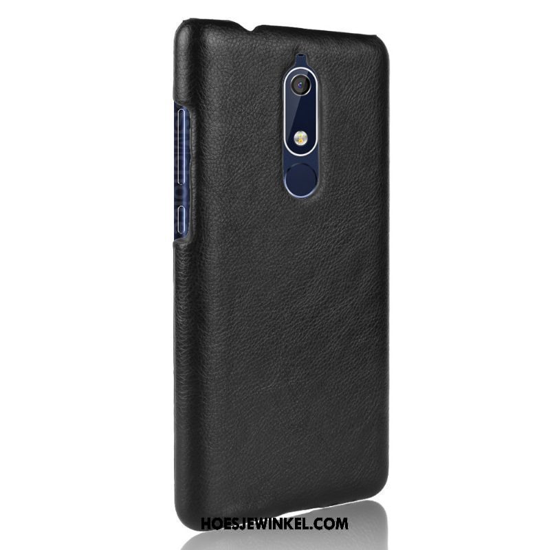 Nokia 5.1 Hoesje Grijs Leer Mobiele Telefoon, Nokia 5.1 Hoesje Hoes Soort Aziatische Vrucht