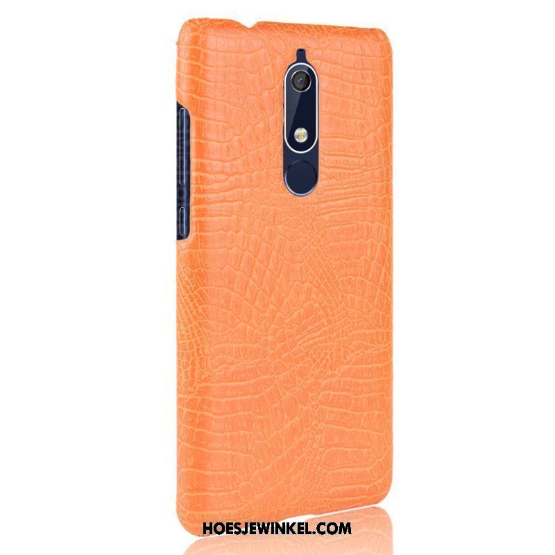 Nokia 5.1 Hoesje Mobiele Telefoon Schrobben Eenvoudige, Nokia 5.1 Hoesje Hoes Krokodillenleer