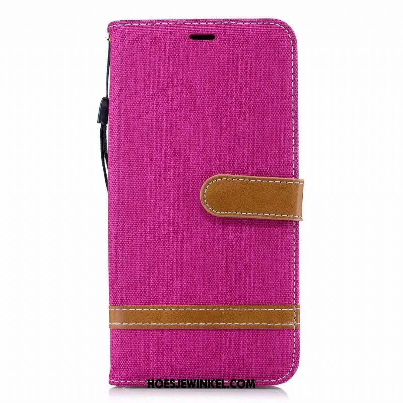 Nokia 5.1 Hoesje Purper Leren Etui Gemengde Kleuren, Nokia 5.1 Hoesje Anti-fall Clamshell