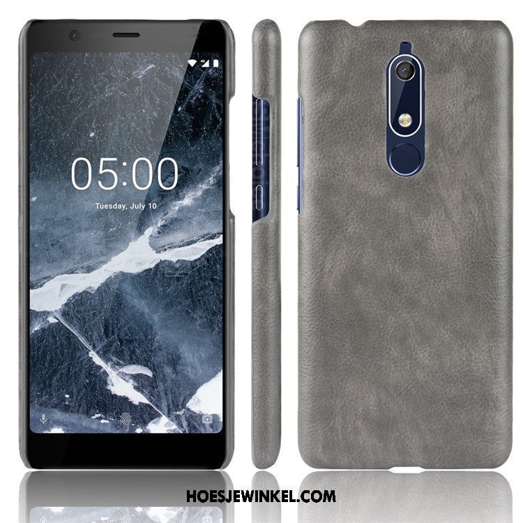 Nokia 5.1 Hoesje Soort Aziatische Vrucht Hoes Hard, Nokia 5.1 Hoesje Leer Patroon Braun