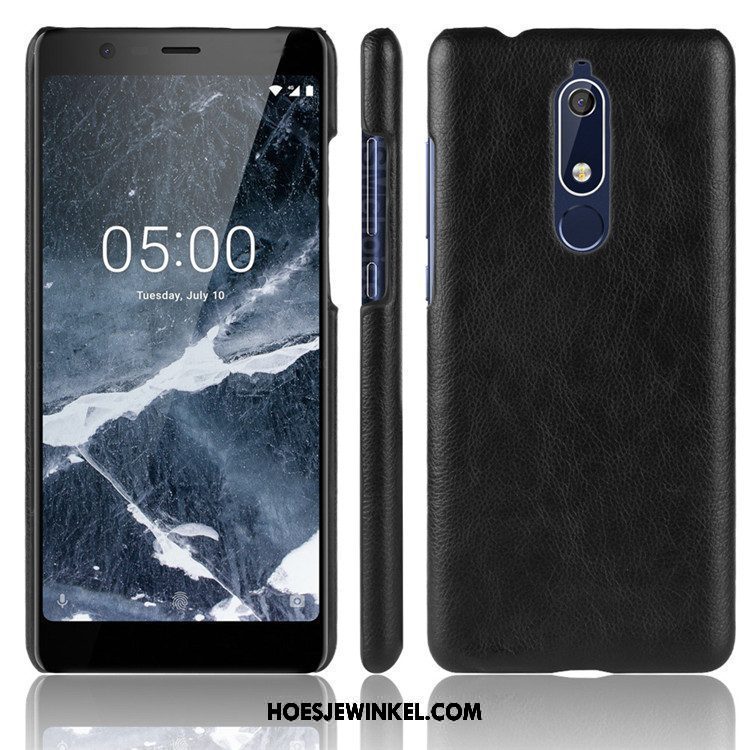 Nokia 5.1 Hoesje Soort Aziatische Vrucht Hoes Hard, Nokia 5.1 Hoesje Leer Patroon Braun