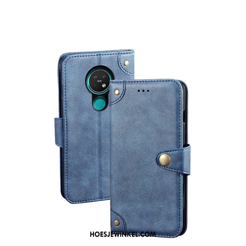 Nokia 5.3 Hoesje Blauw Bescherming Mobiele Telefoon, Nokia 5.3 Hoesje Kaart Leren Etui