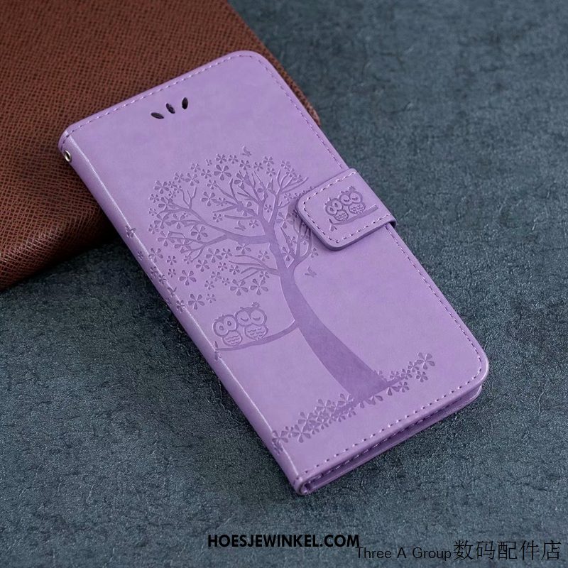 Nokia 5.3 Hoesje Leren Etui Siliconen Kat, Nokia 5.3 Hoesje All Inclusive Purper