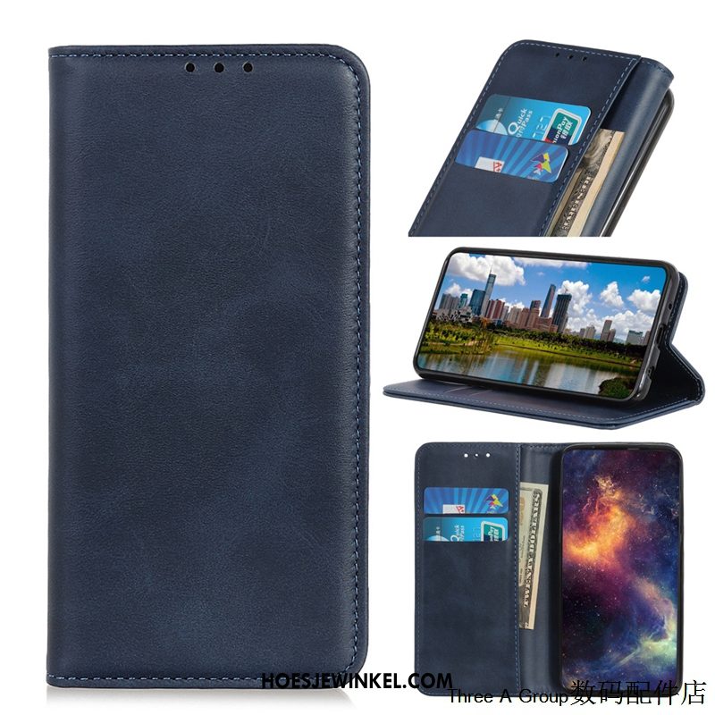 Nokia 5.3 Hoesje Siliconen Donkerblauw Folio, Nokia 5.3 Hoesje Leer Patroon