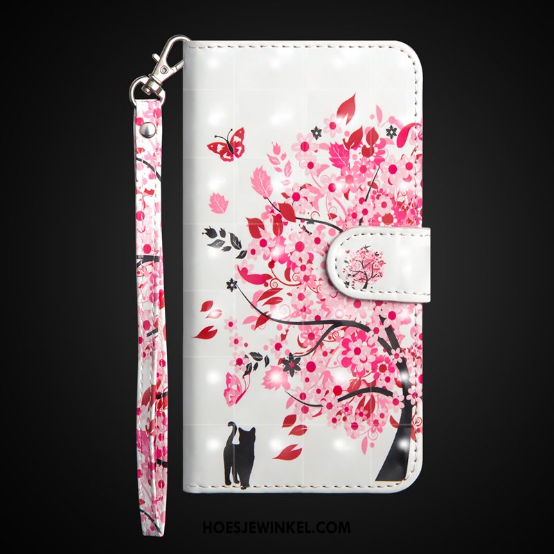 Nokia 6.1 Hoesje Camouflage Leren Etui Roze, Nokia 6.1 Hoesje Mobiele Telefoon Folio