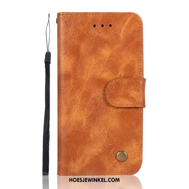 Nokia 6.1 Hoesje Hoes Mobiele Telefoon Goud, Nokia 6.1 Hoesje Folio Leren Etui