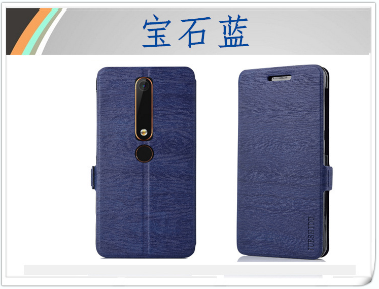 Nokia 6.1 Hoesje Leren Etui Bescherming Hoes, Nokia 6.1 Hoesje Blauw Mobiele Telefoon