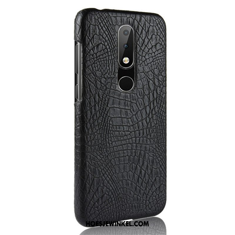 Nokia 6.1 Hoesje Mobiele Telefoon Leer Hoes, Nokia 6.1 Hoesje Licht Krokodillenleer