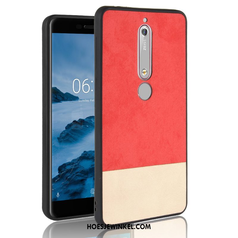 Nokia 6.1 Hoesje Zacht Gemengde Kleuren All Inclusive, Nokia 6.1 Hoesje Rood Mobiele Telefoon