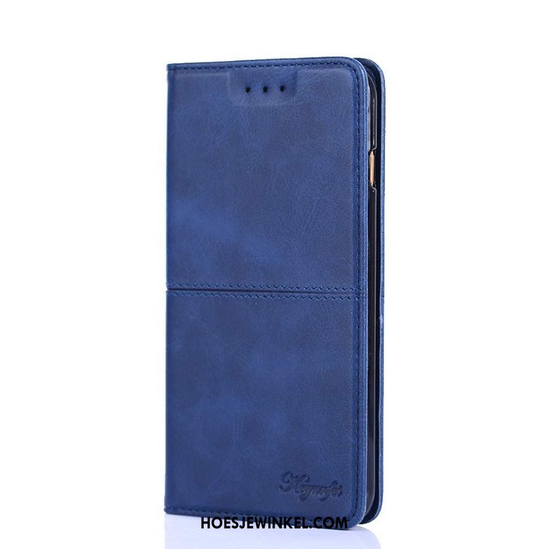 Nokia 6.2 Hoesje Koe Leren Etui Blauw, Nokia 6.2 Hoesje Mobiele Telefoon Patroon