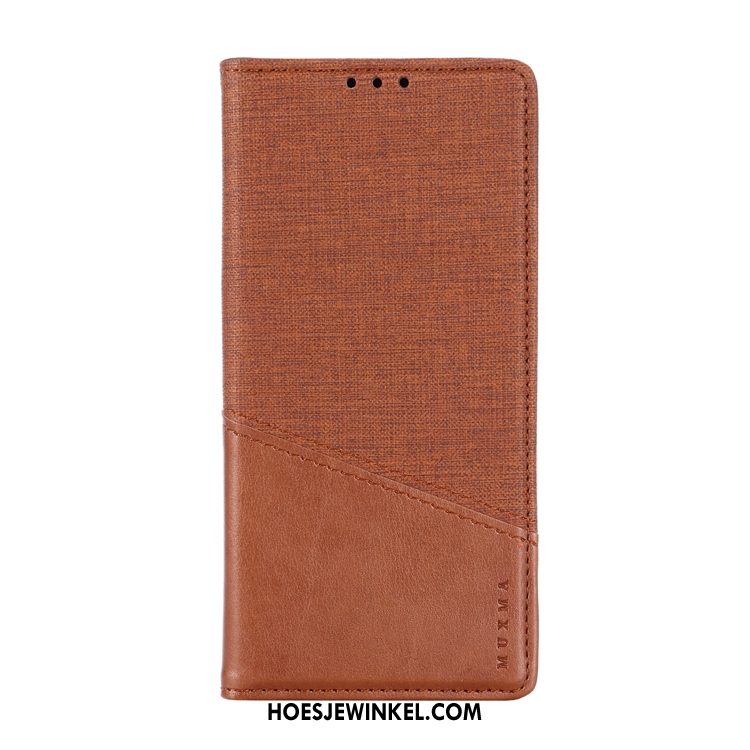 Nokia 6.2 Hoesje Magnetisch Canvas Mobiele Telefoon, Nokia 6.2 Hoesje Leren Etui Clamshell Braun