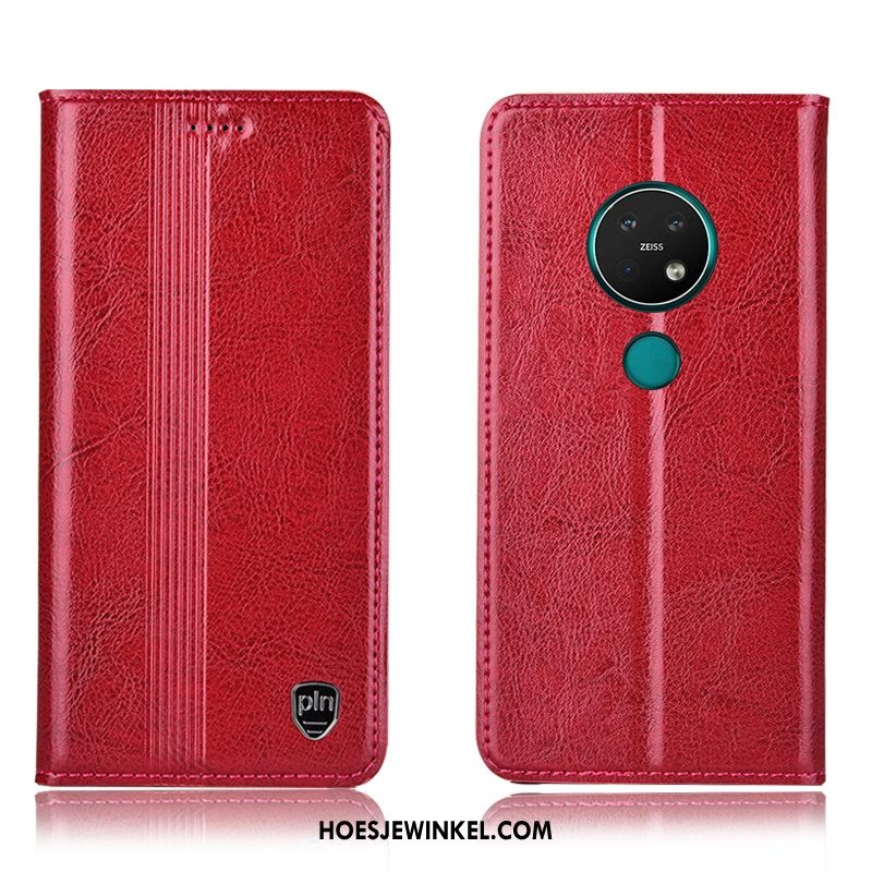 Nokia 6.2 Hoesje Rood Leren Etui Bescherming, Nokia 6.2 Hoesje Mobiele Telefoon Anti-fall