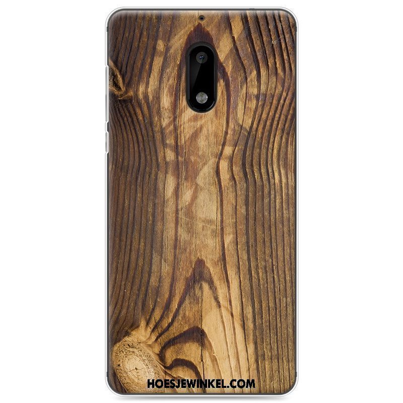 Nokia 6 Hoesje All Inclusive Vintage Bescherming, Nokia 6 Hoesje Geschilderd Hout